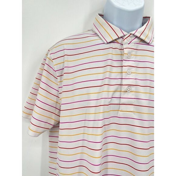 G/FORE Golf Polo Shirt White Striped Mens Size Large Short Sleeve AS IS - Picture 3 of 13